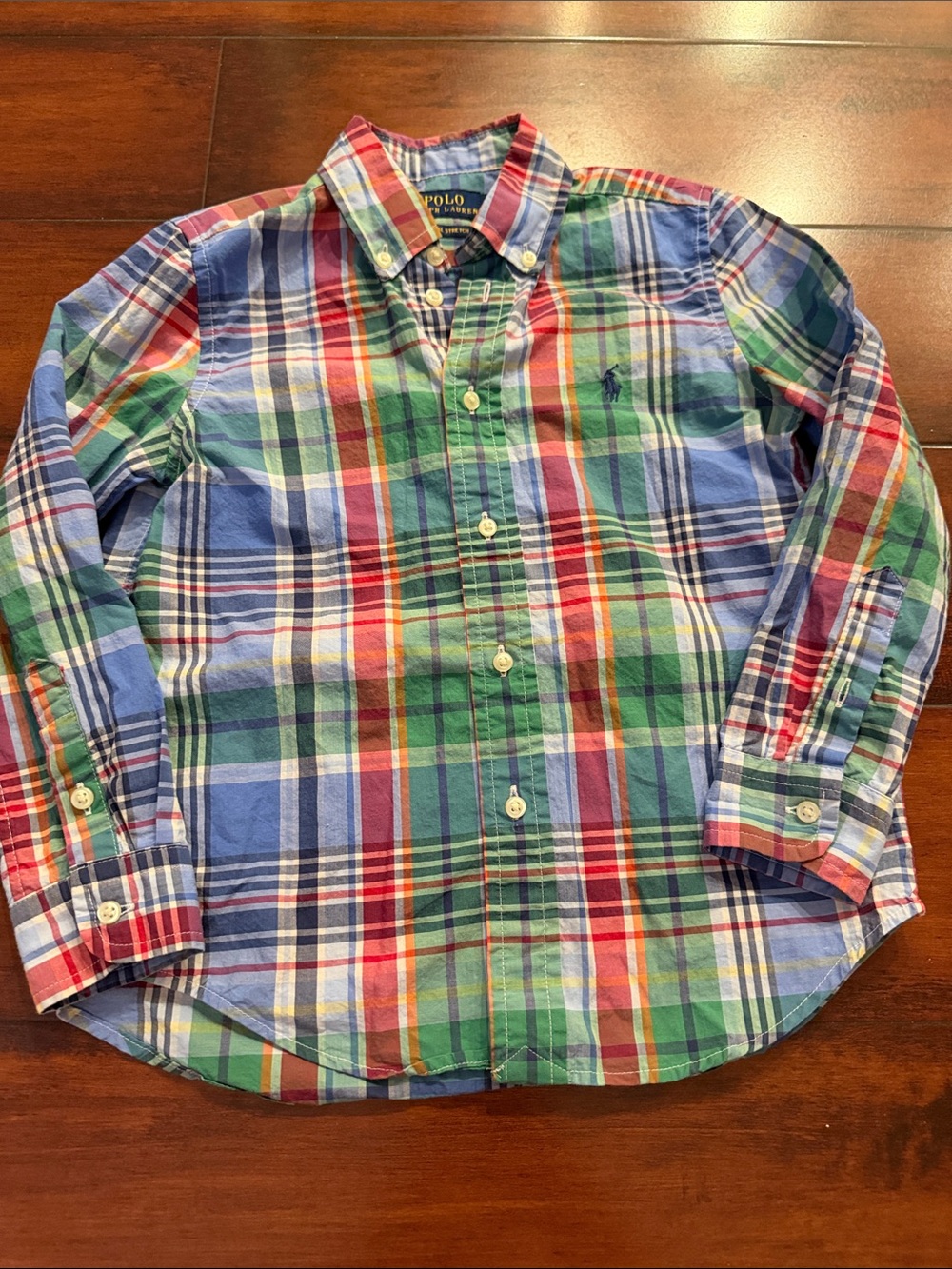 💚Polo by Ralph Lauren Multicolor Blue Green Red Plaid Button-Down Shirt💚